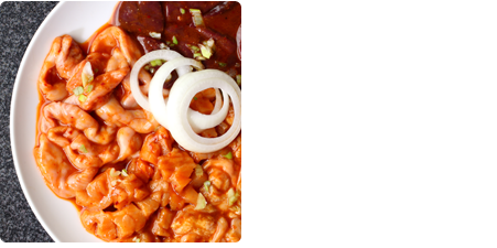 【Aセット】  ホルモン盛り ［４点セット］ ●ホルモン●上ミノ●生レバー●コブクロ 味噌ダレのピリ辛あえです。